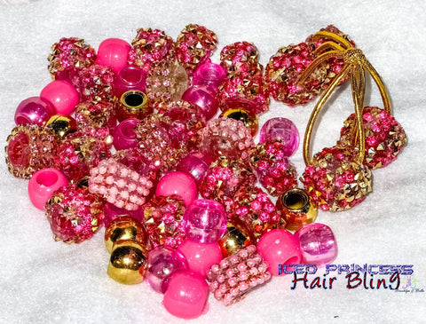 Golden Pink Iced Beads - Iced Princess