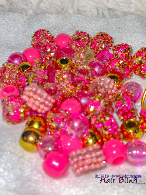 Golden Pink Iced Beads - Iced Princess