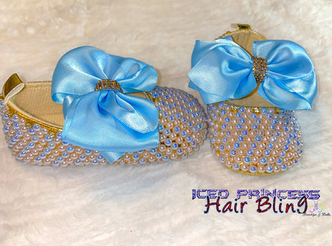 So Blue Jeweled Babydoll Shoes - Iced Princess