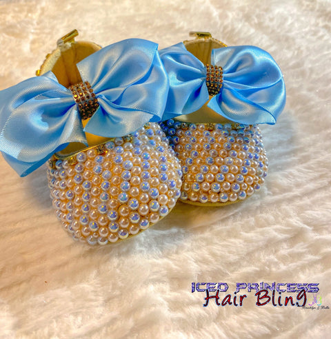 So Blue Jeweled Babydoll Shoes - Iced Princess